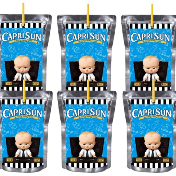 Custom Happy Birthday Juice Pouche labels, Blue design, Set of 12 - Picture 3 of 4